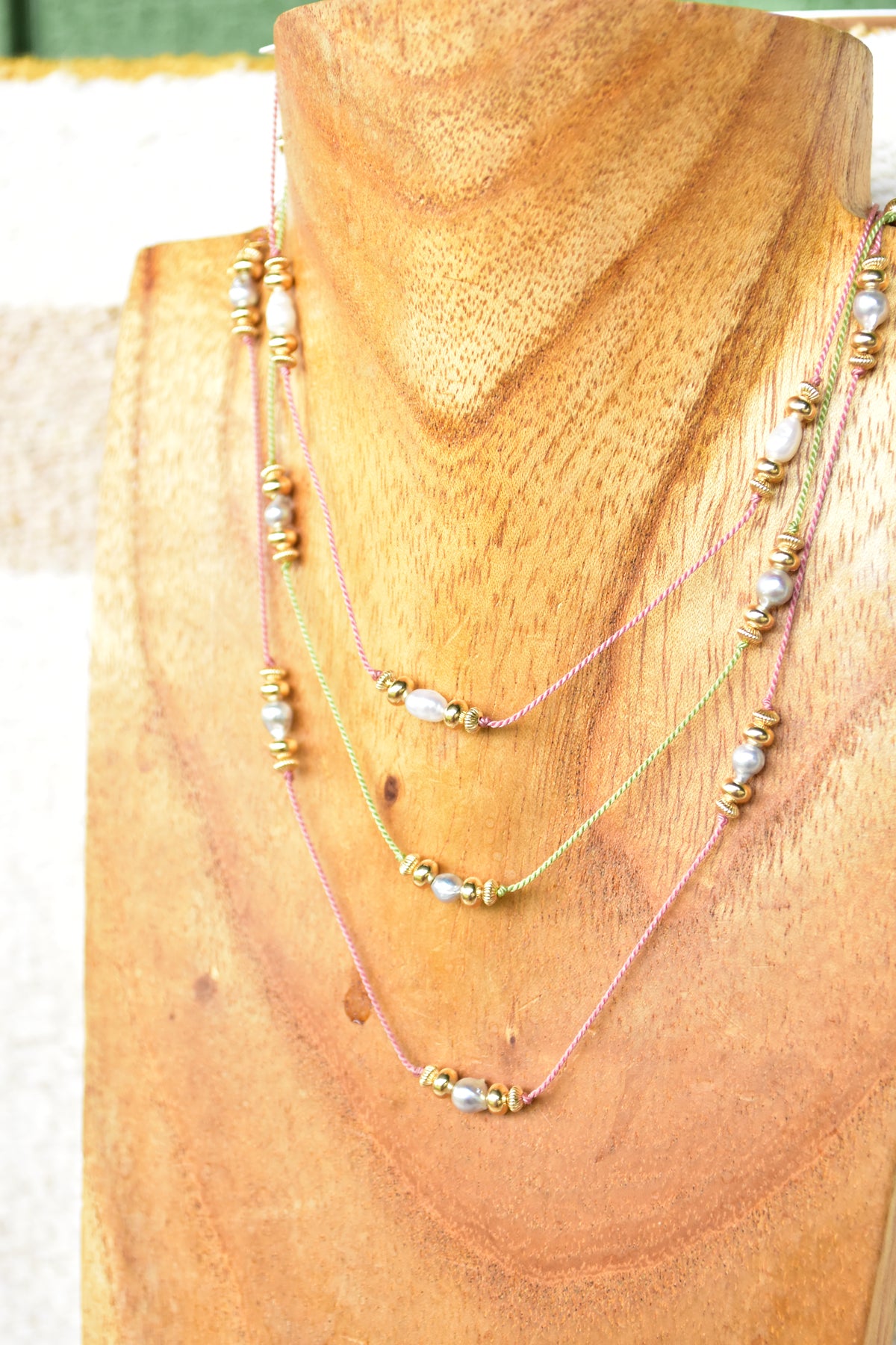 Pink silk Akoya choker