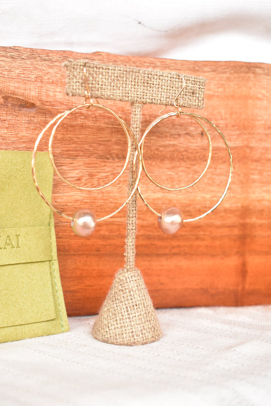 Pink edison double hoops