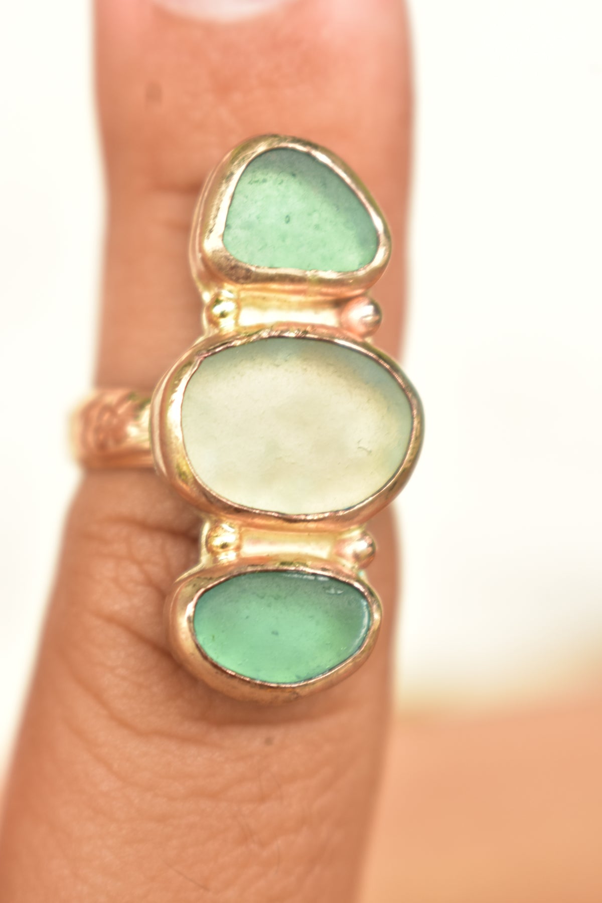 Triple Seaglass heirloom ring