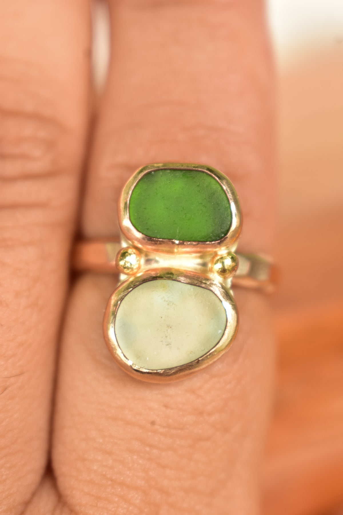 Double Seaglass ring