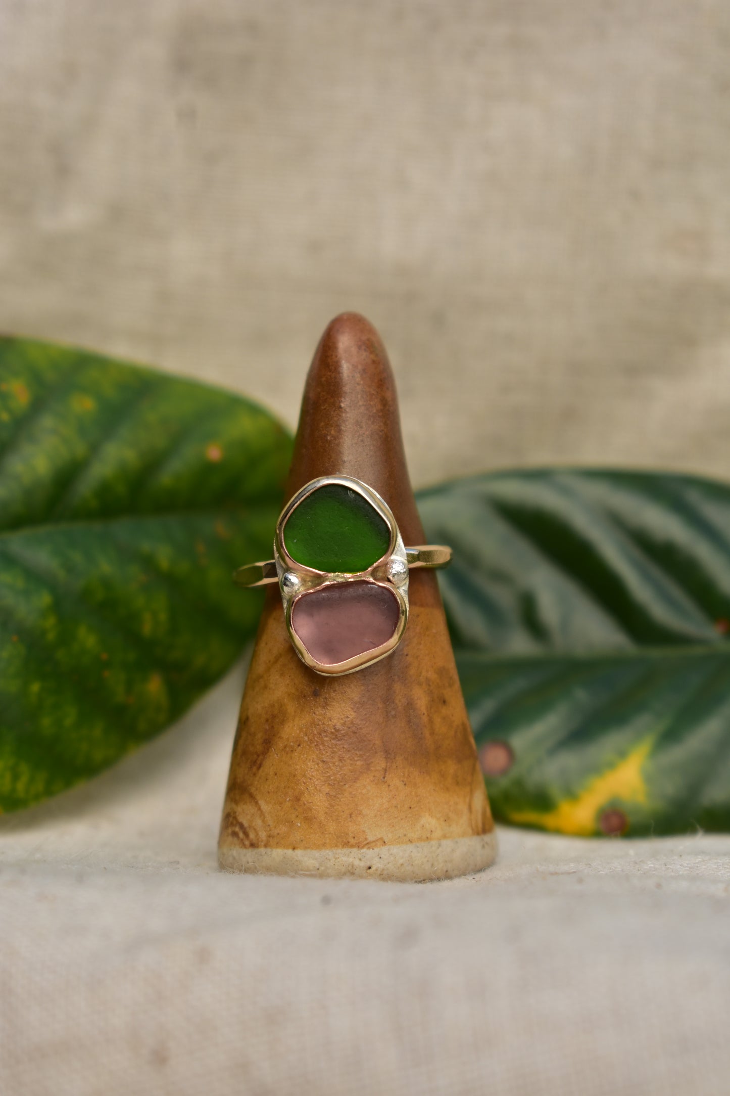 Double Seaglass ring