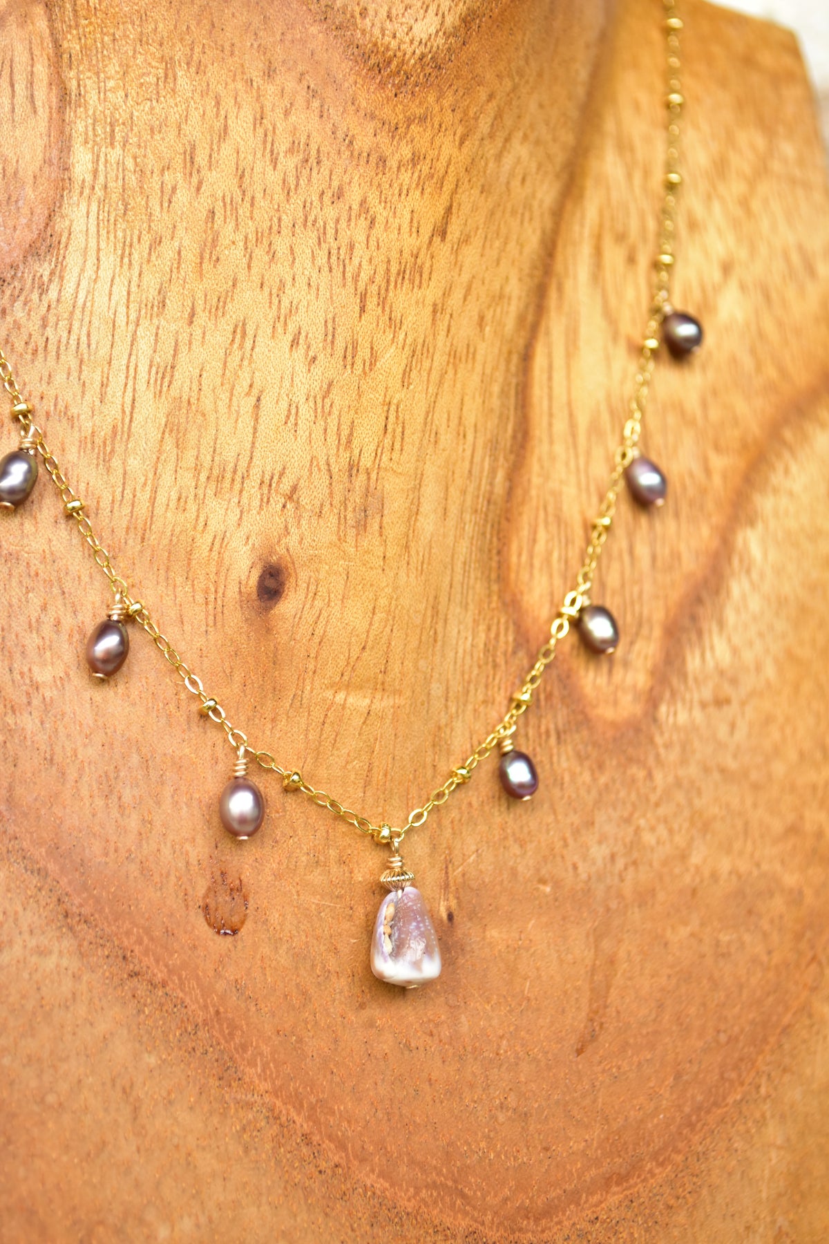 Cone shell pearl necklace