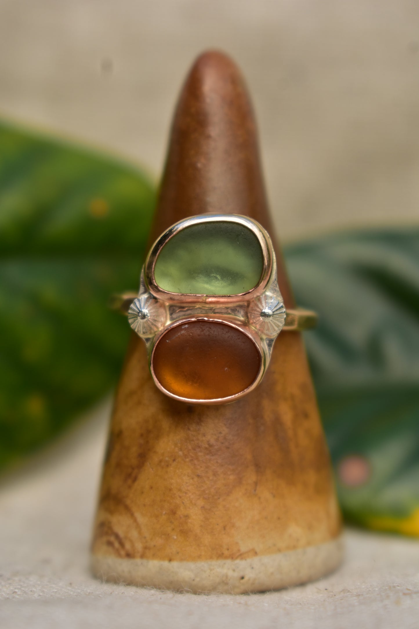 Double Seaglass ring