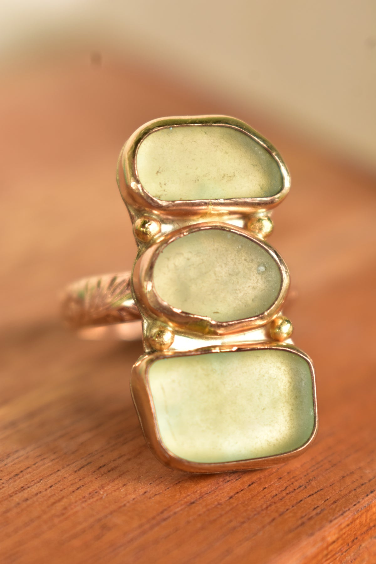 Triple Seaglass heirloom ring