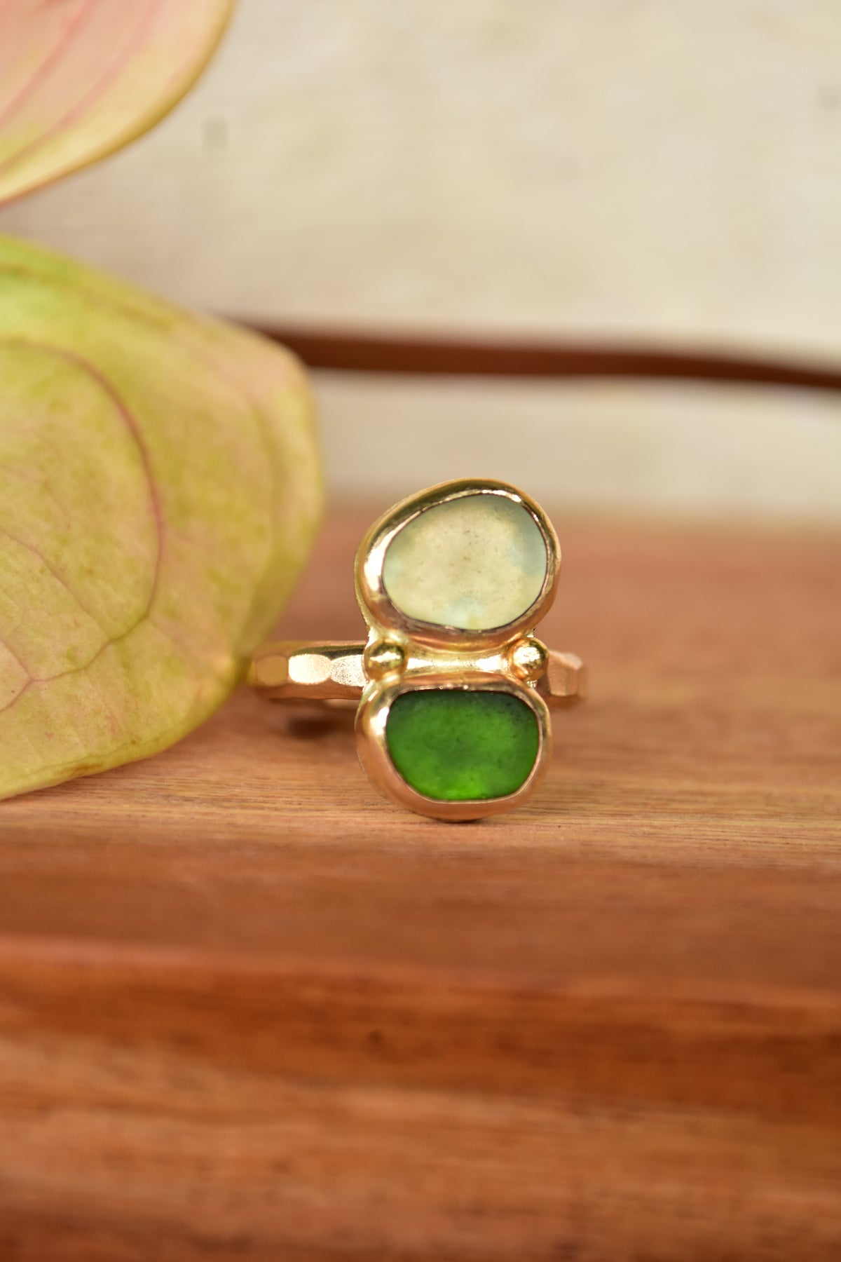 Double Seaglass ring