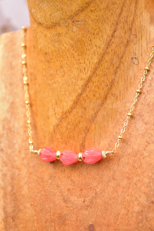 Pink mother of pearl Pikake necklace