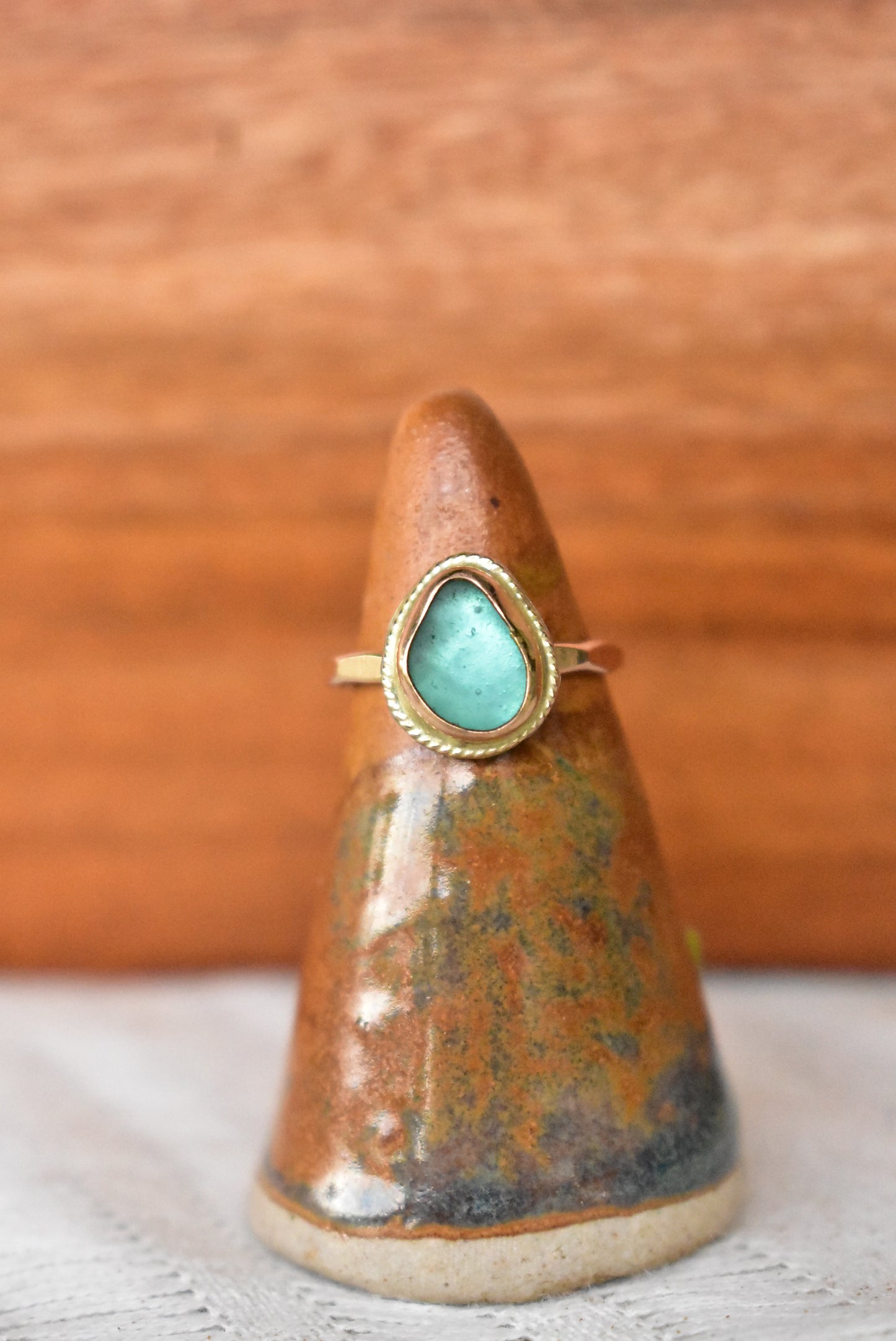 Braided seaglass ring