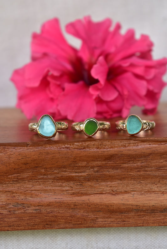 Seaglass heirloom rings
