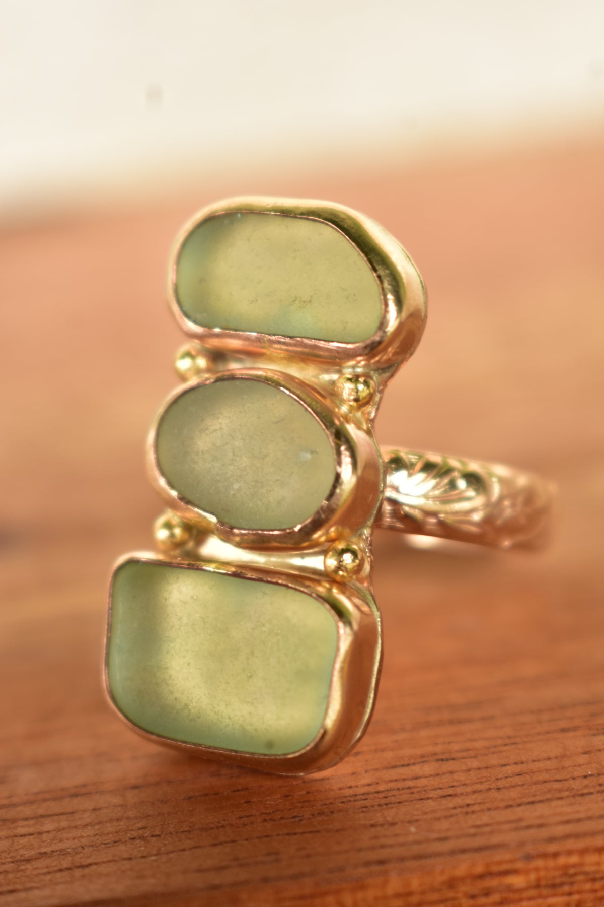 Triple Seaglass heirloom ring