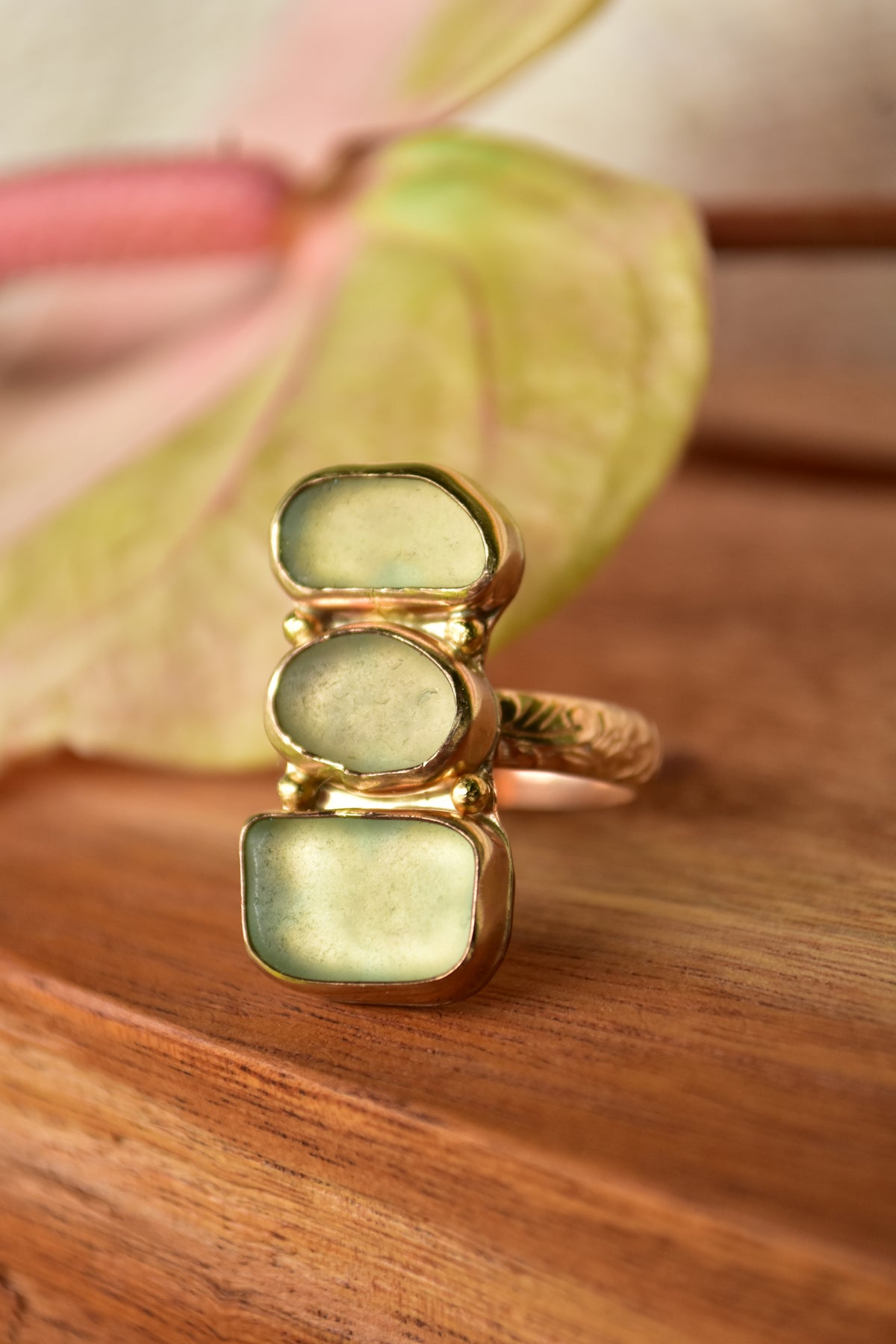 Triple Seaglass heirloom ring