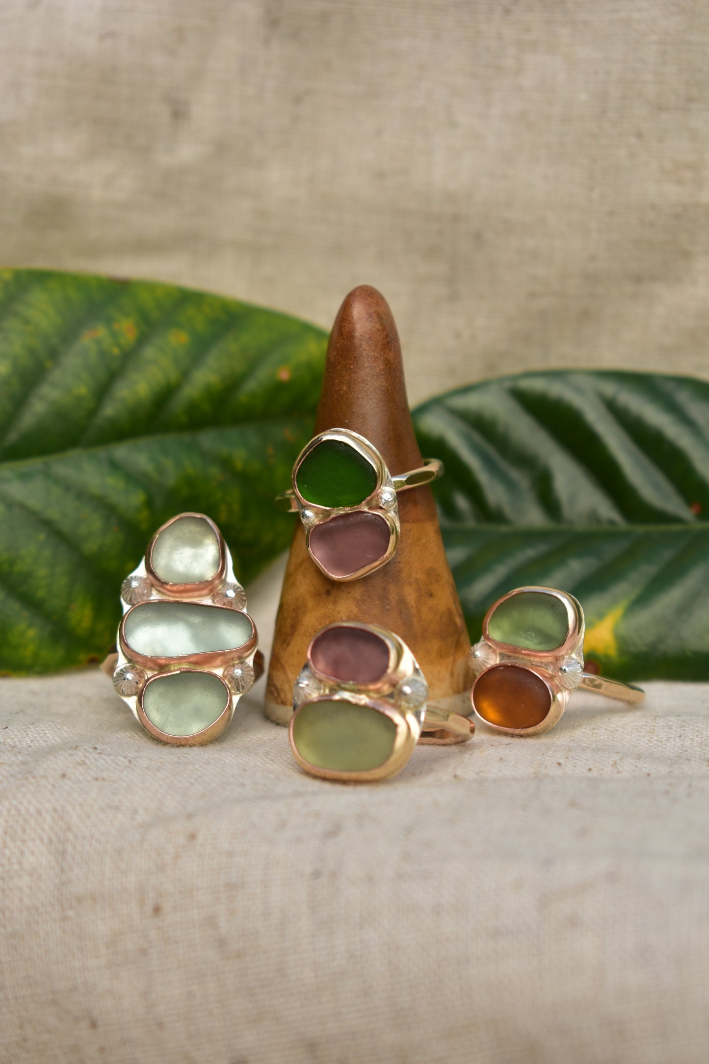 Double Seaglass ring