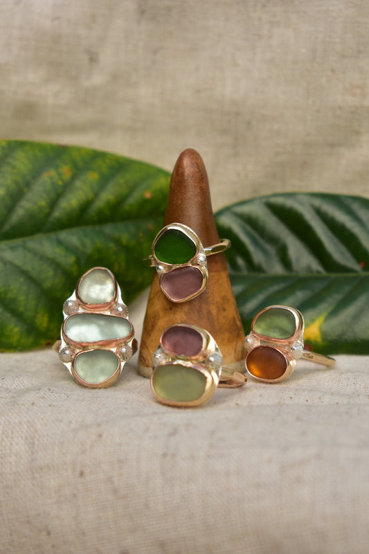 Double Seaglass ring