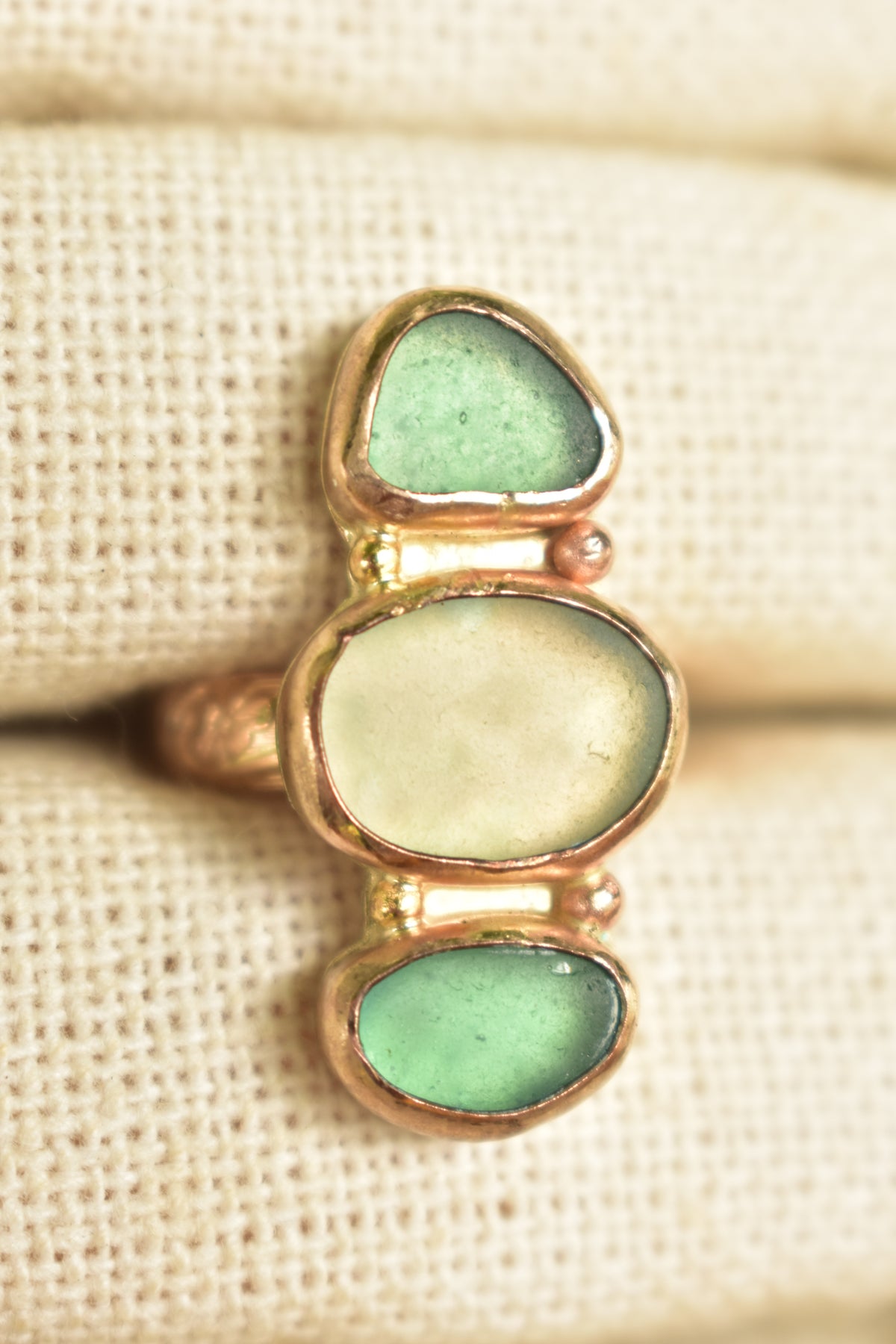 Triple Seaglass heirloom ring