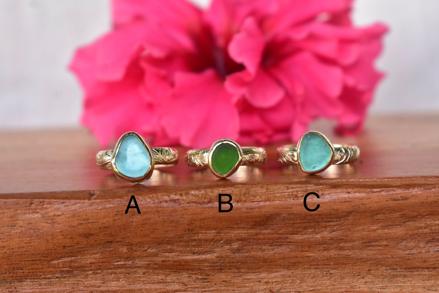 Seaglass heirloom rings