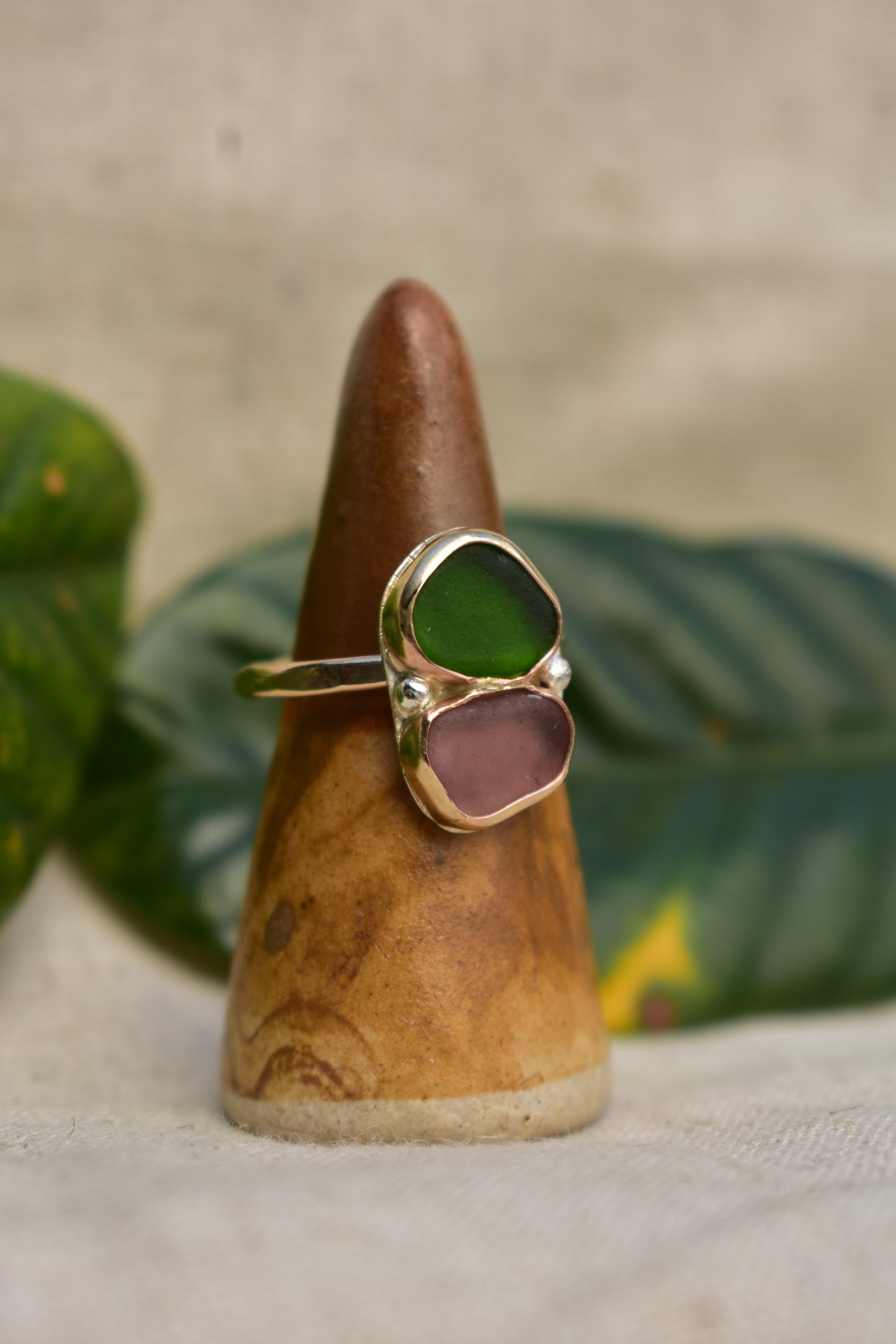 Double Seaglass ring
