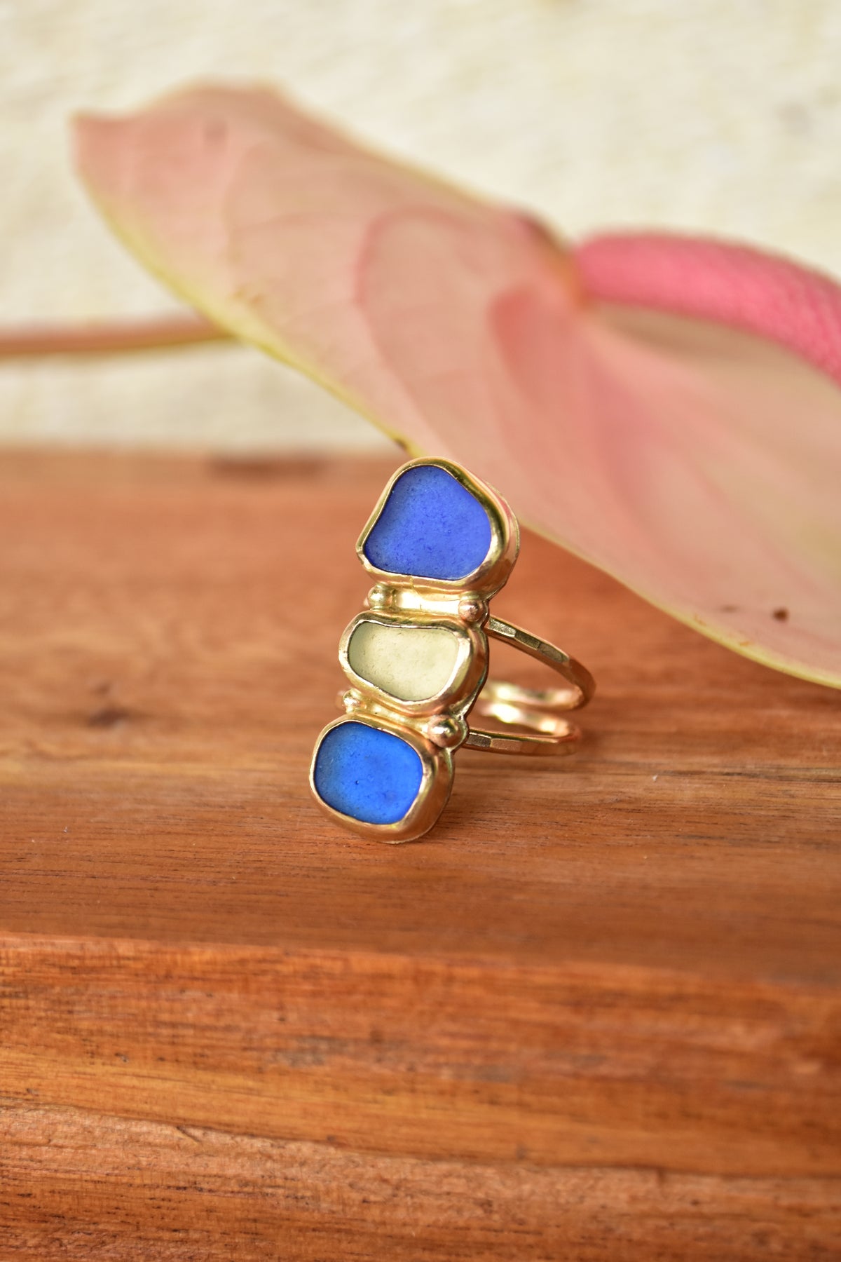 Triple Seaglass ring