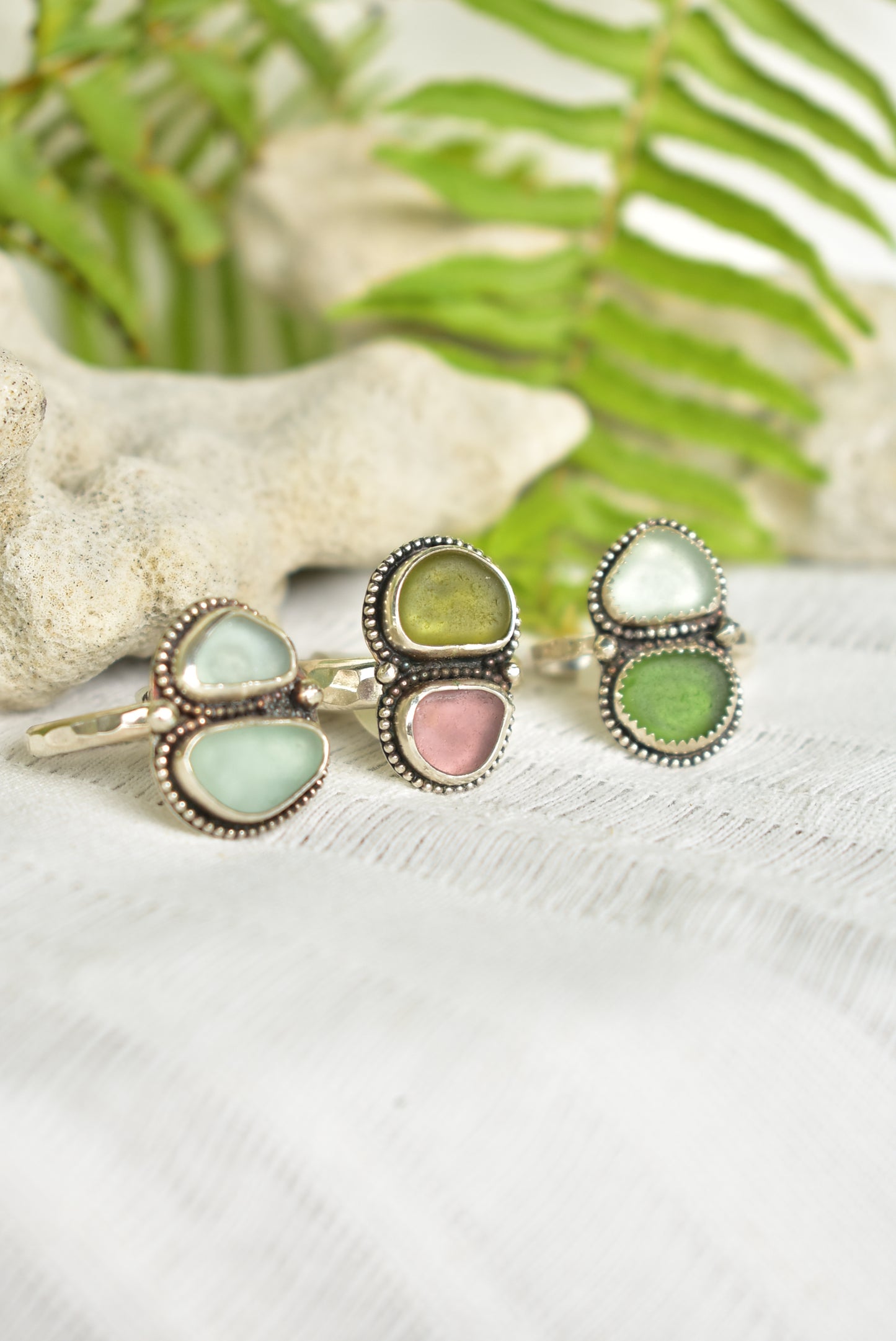 Double Seaglass ring