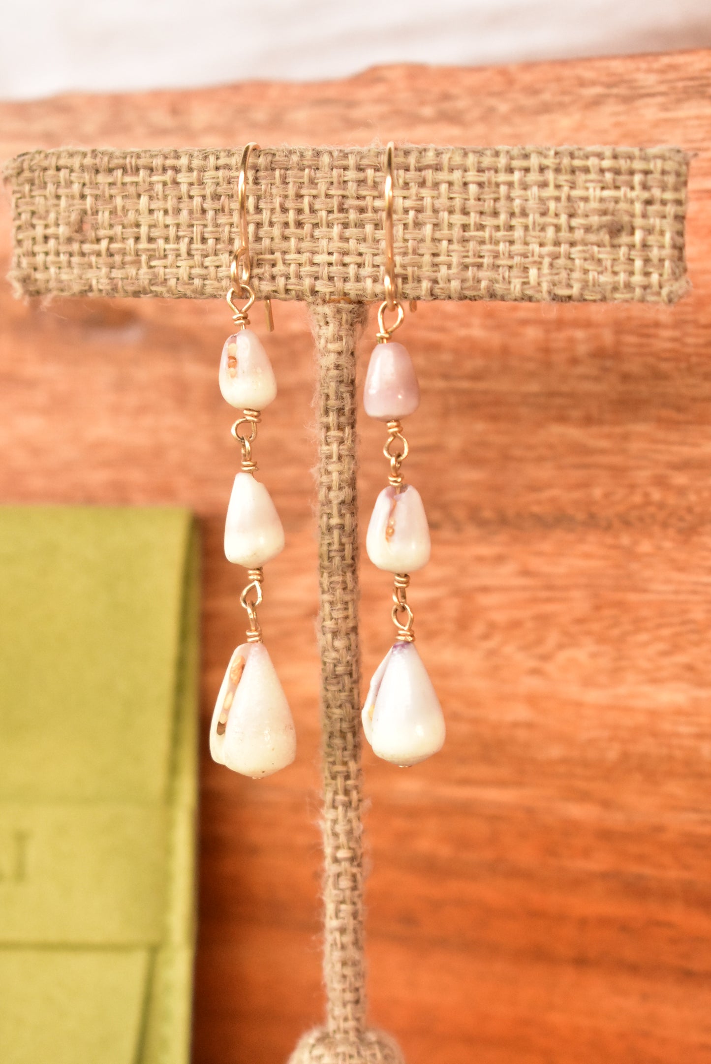 Triple cone shell earrings