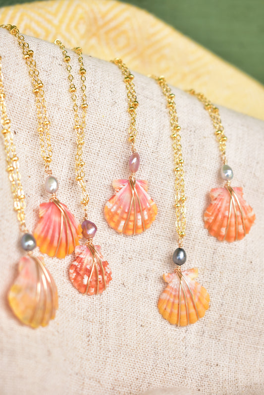keshi topped sunrise necklace