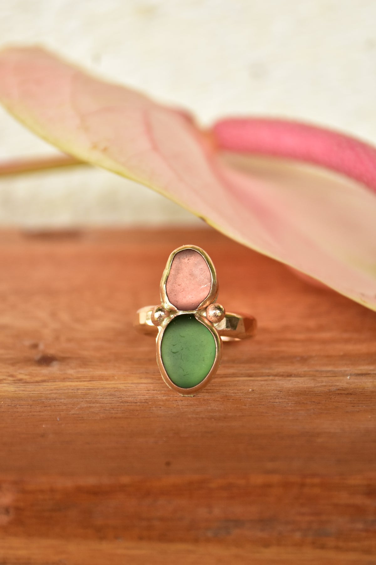 Double Seaglass ring