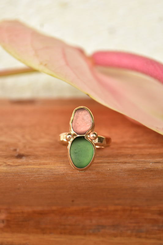 Double Seaglass ring
