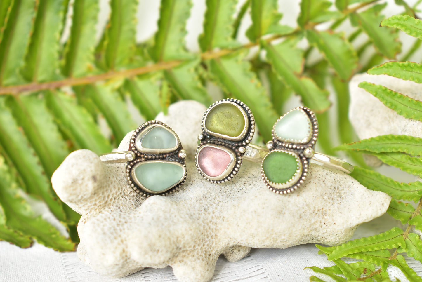 Double Seaglass ring