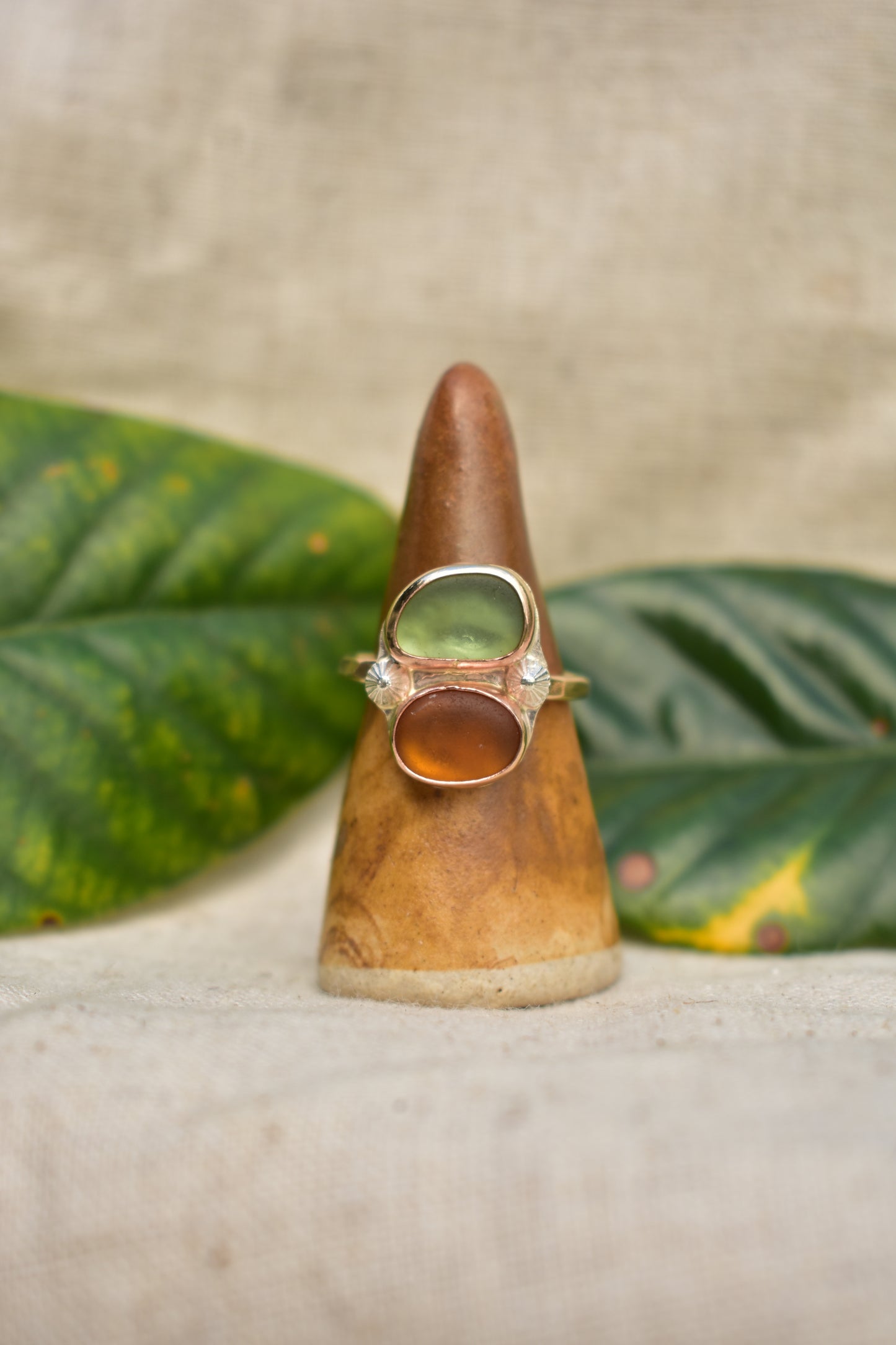 Double Seaglass ring