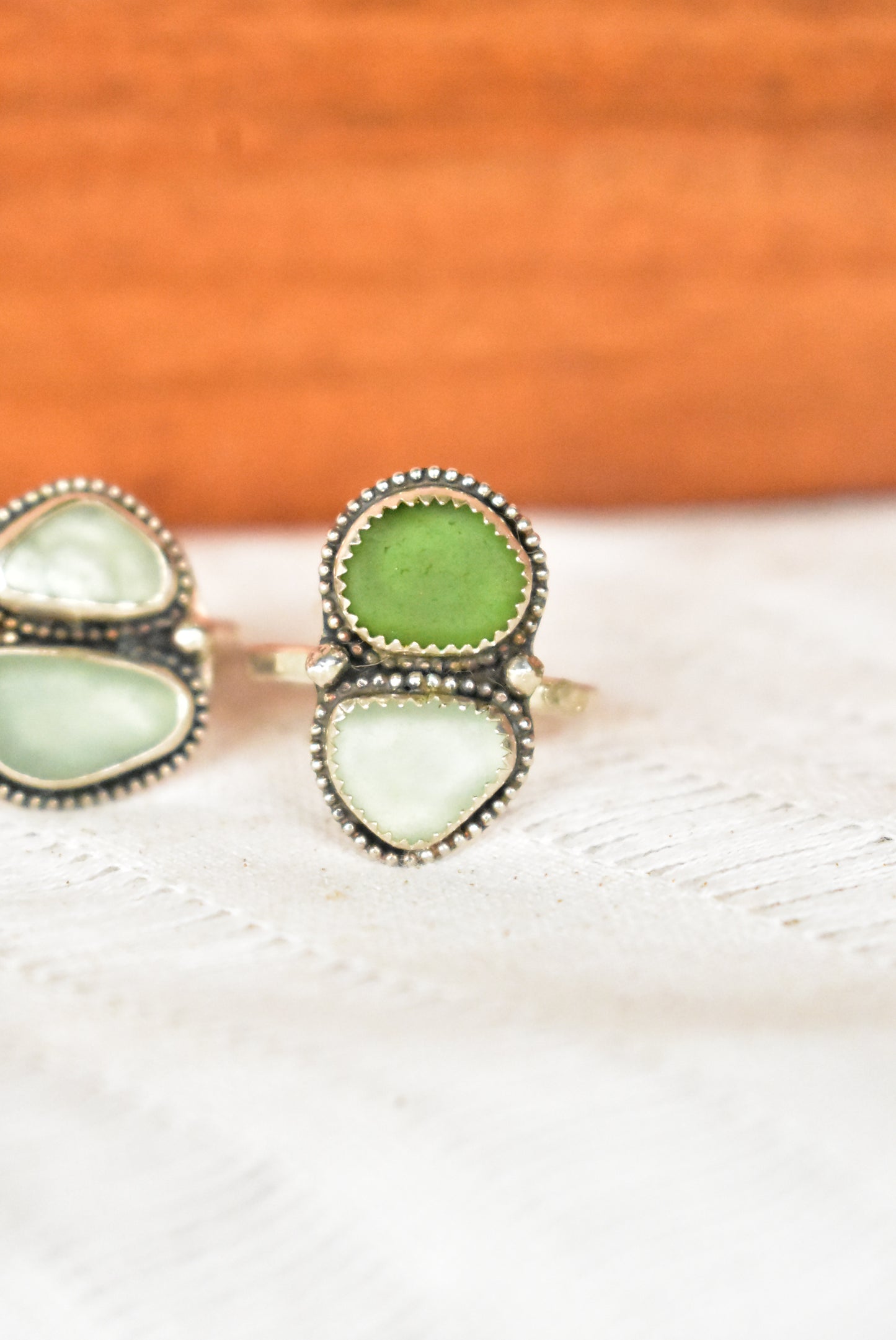 Double sea glass ring