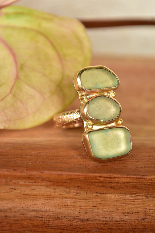 Triple Seaglass heirloom ring