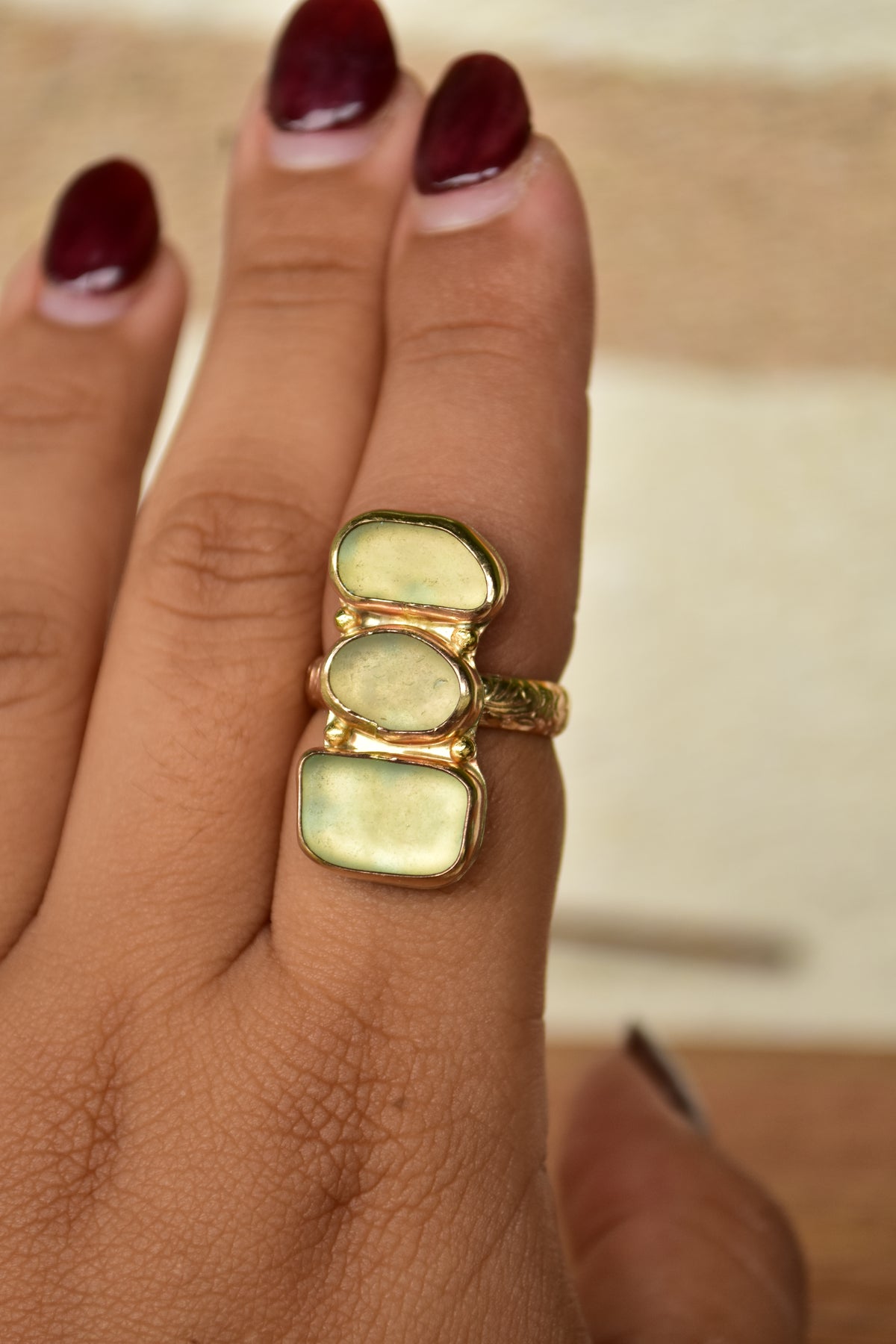 Triple Seaglass heirloom ring