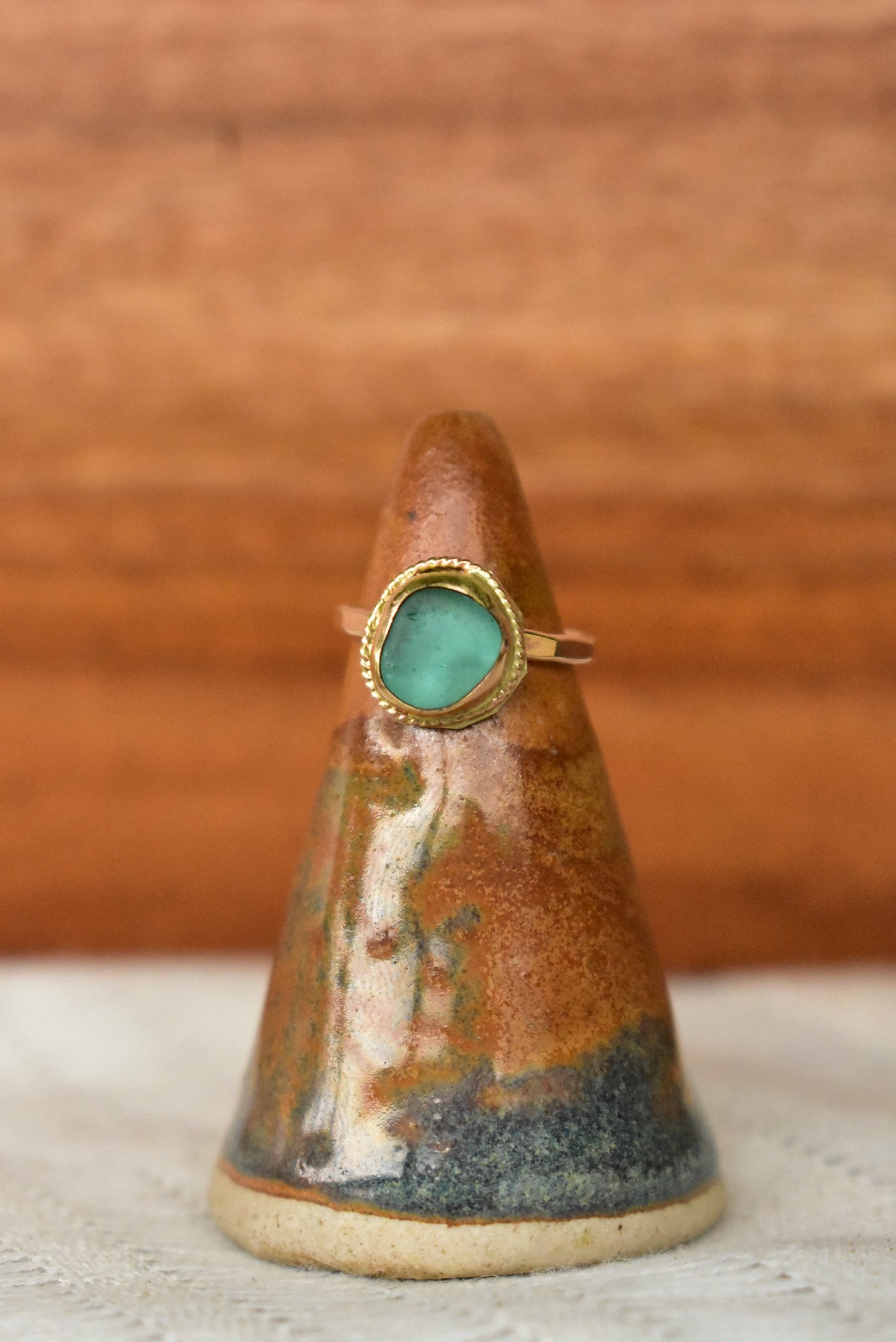 Braided seaglass ring