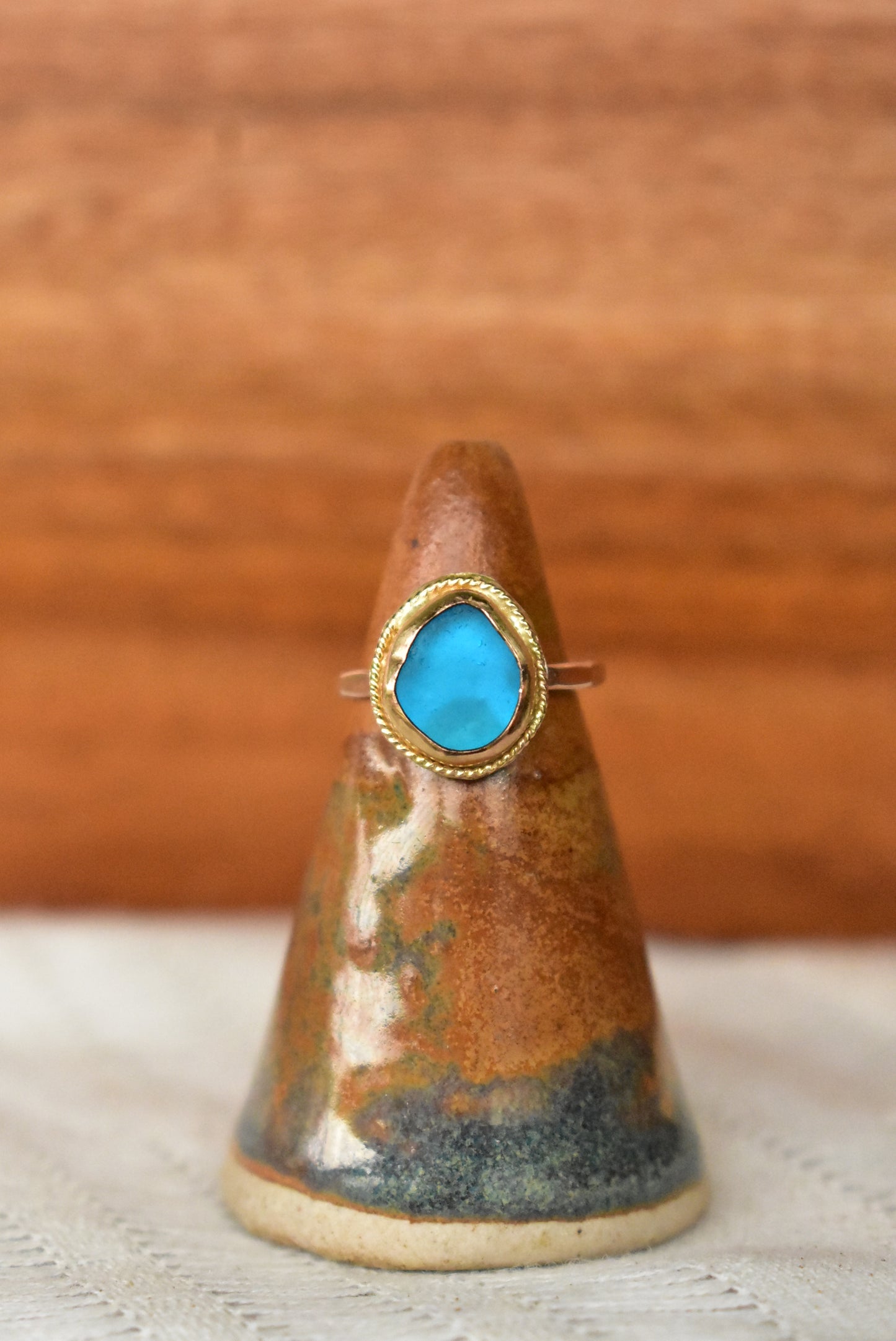 Braided seaglass ring