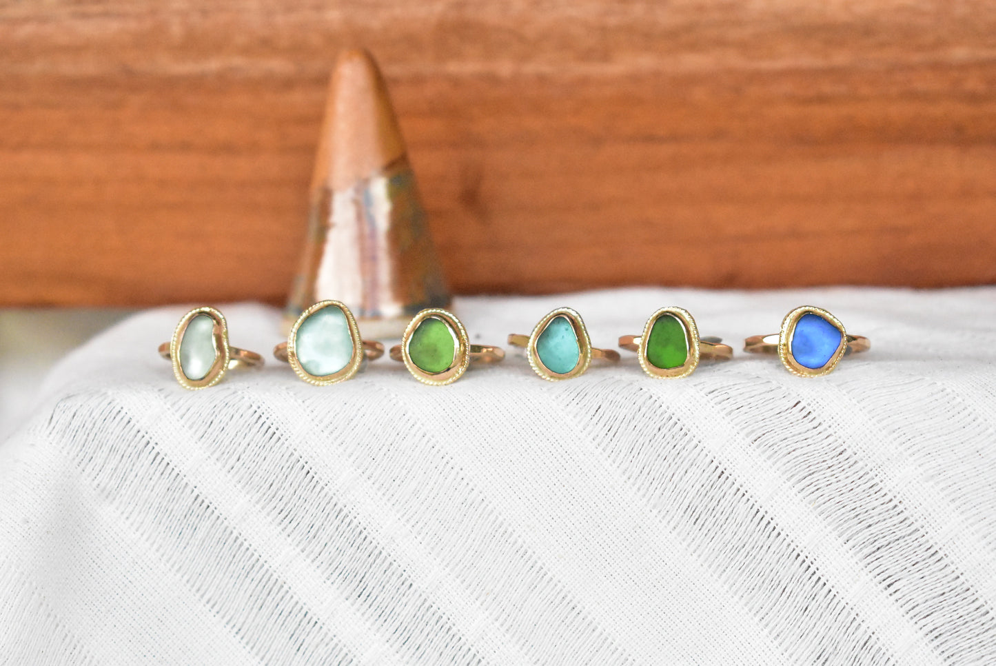 Braided seaglass ring