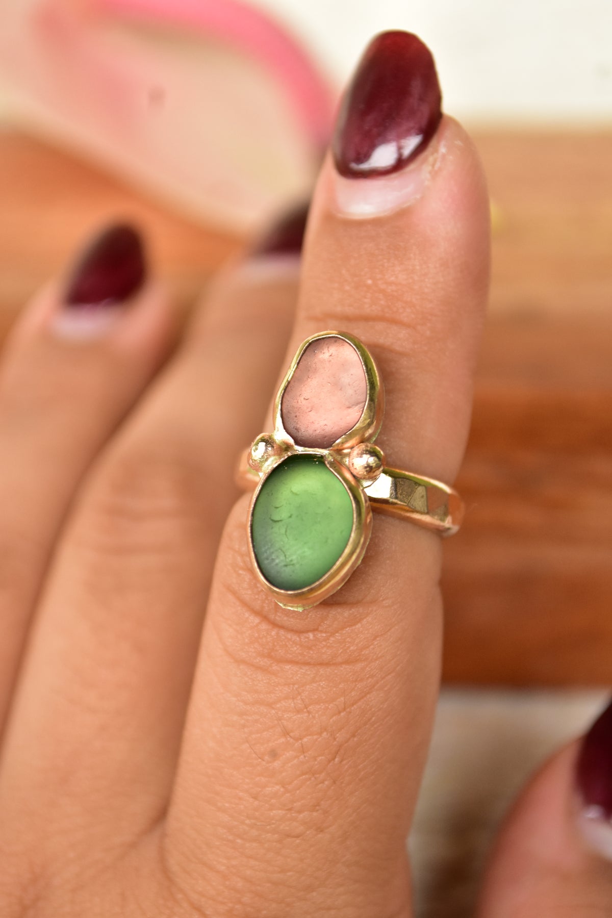 Double Seaglass ring