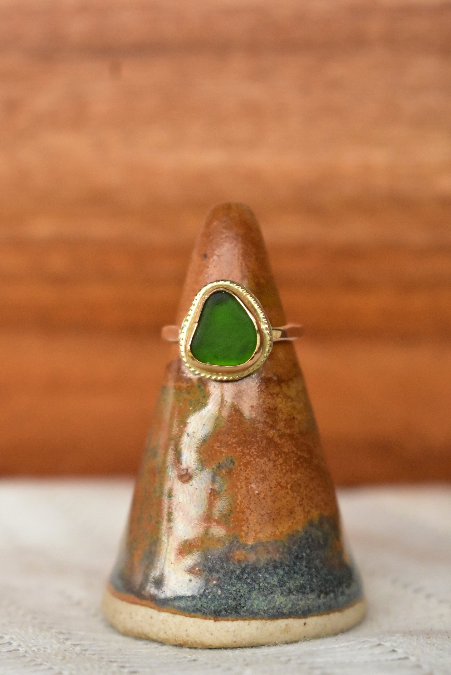 Braided seaglass ring