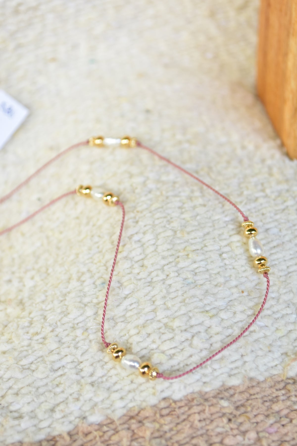 Pink silk white freshwater choker