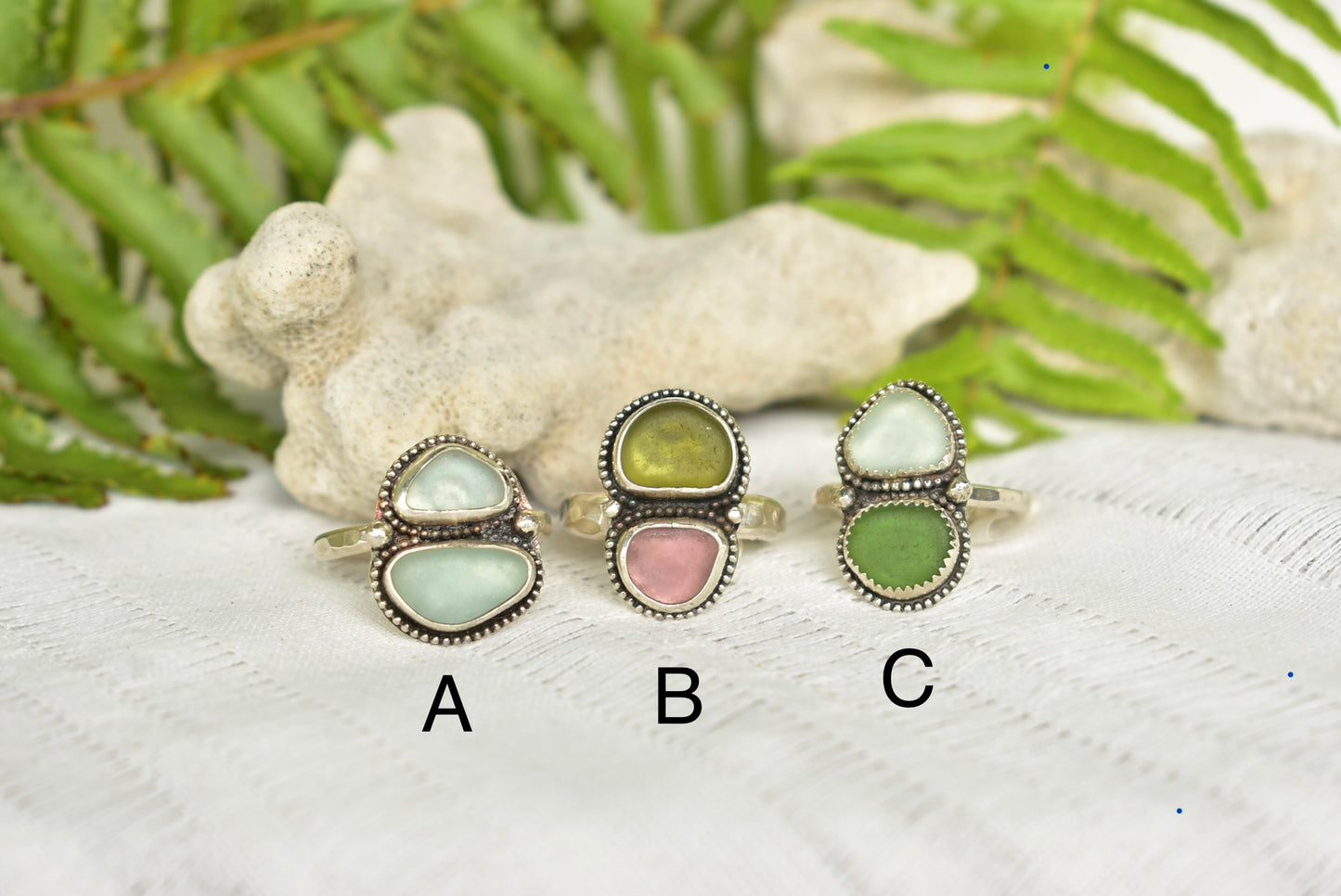 Double Seaglass ring