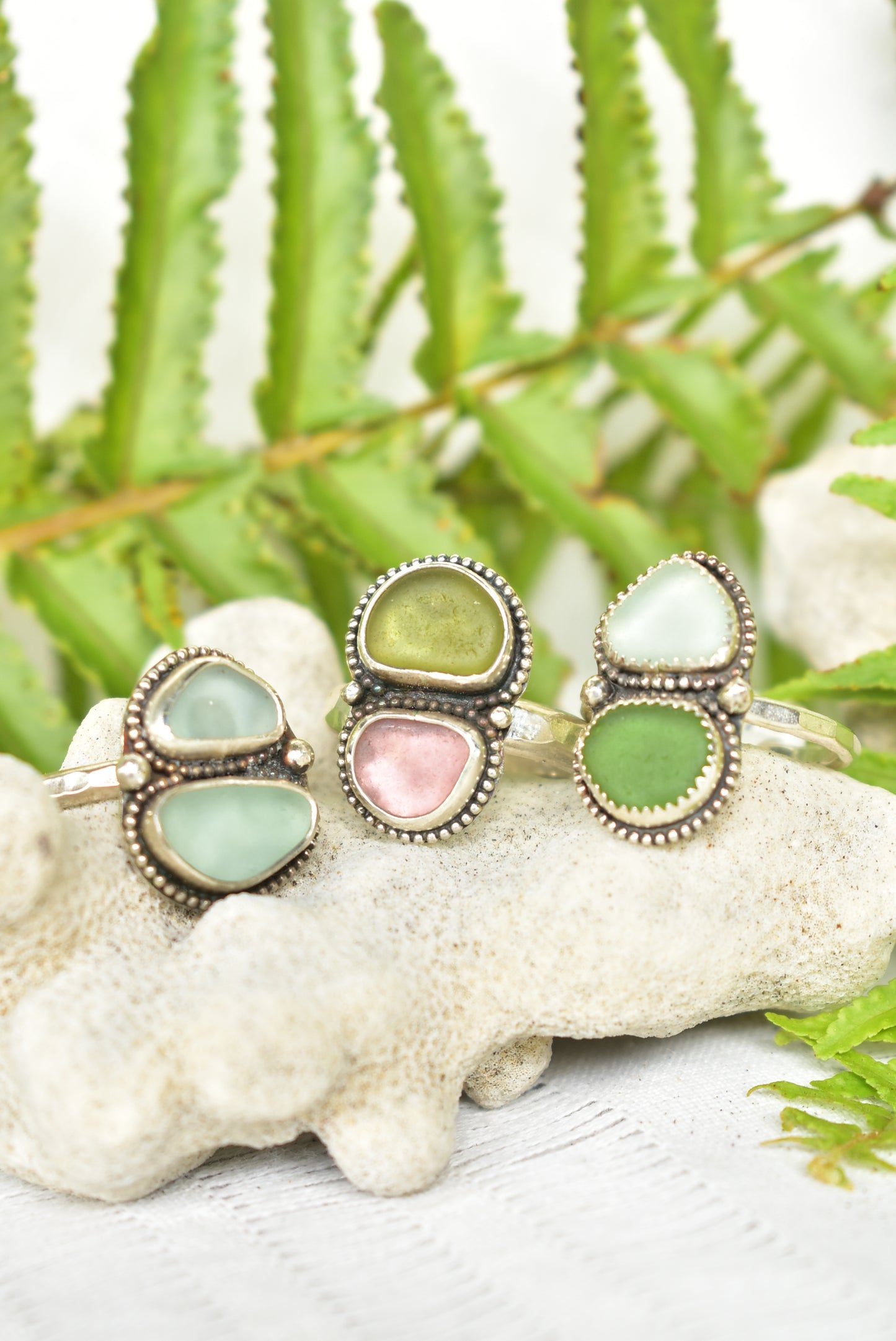 Double Seaglass ring