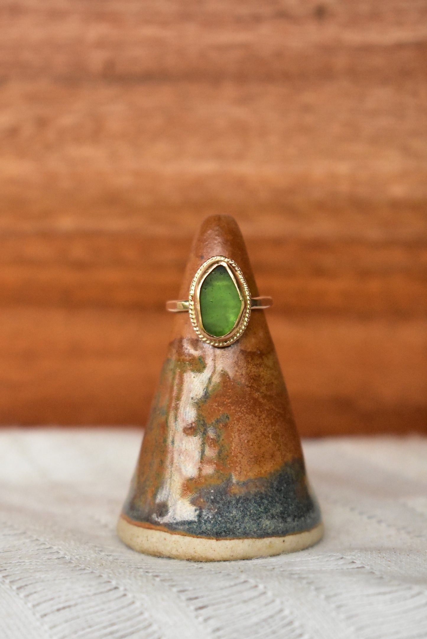 Braided seaglass ring