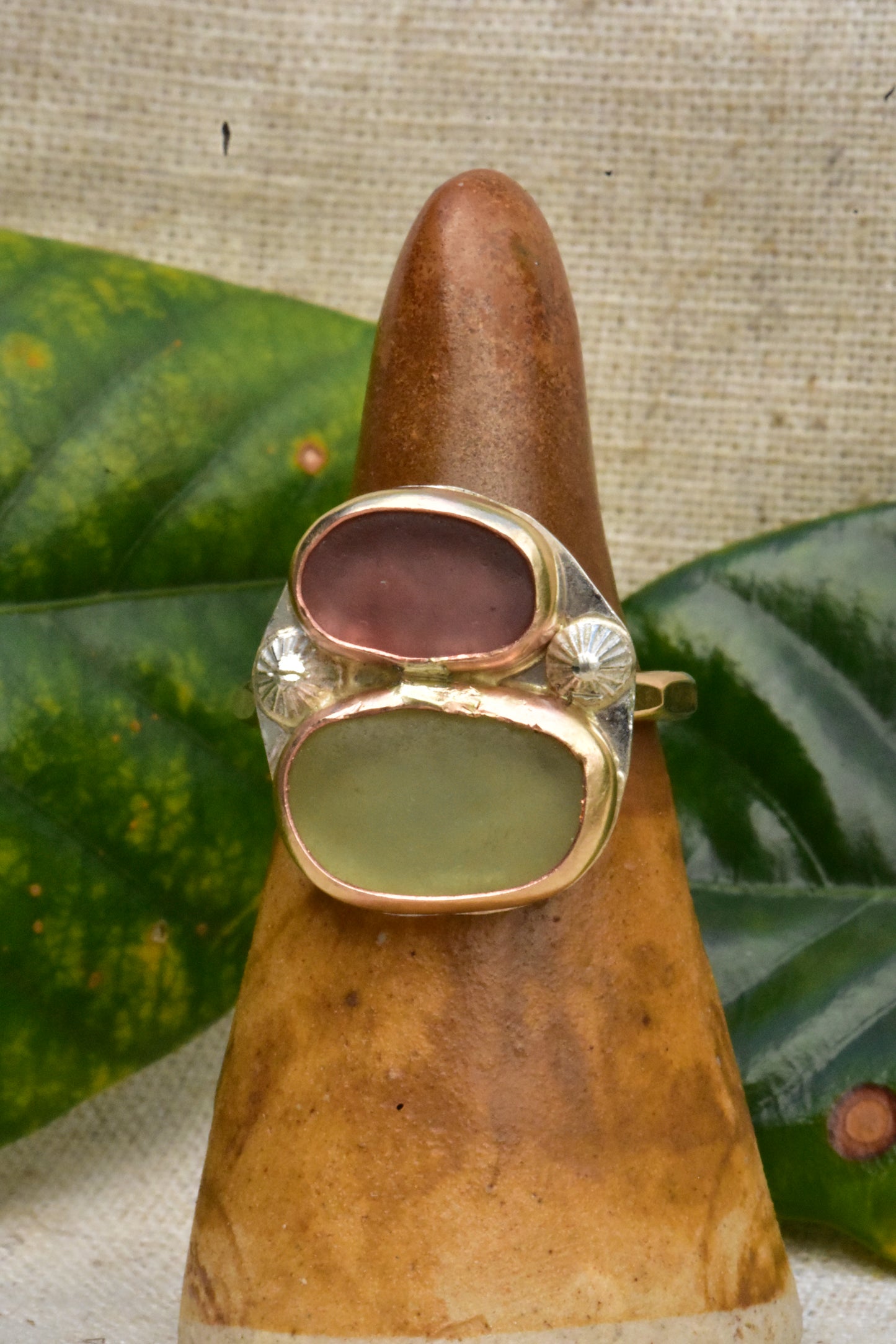 Double Seaglass ring