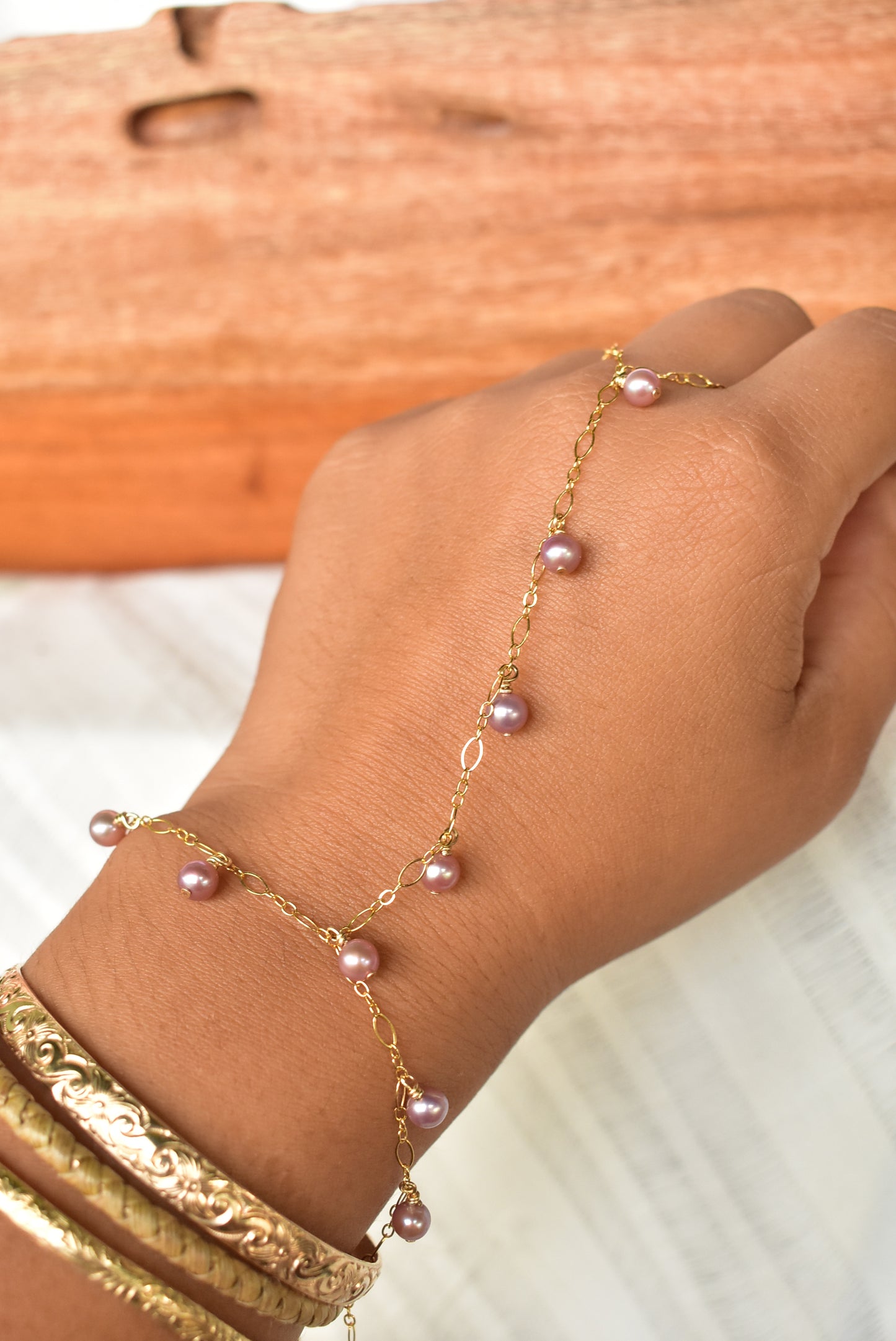 Pink edison hand chain