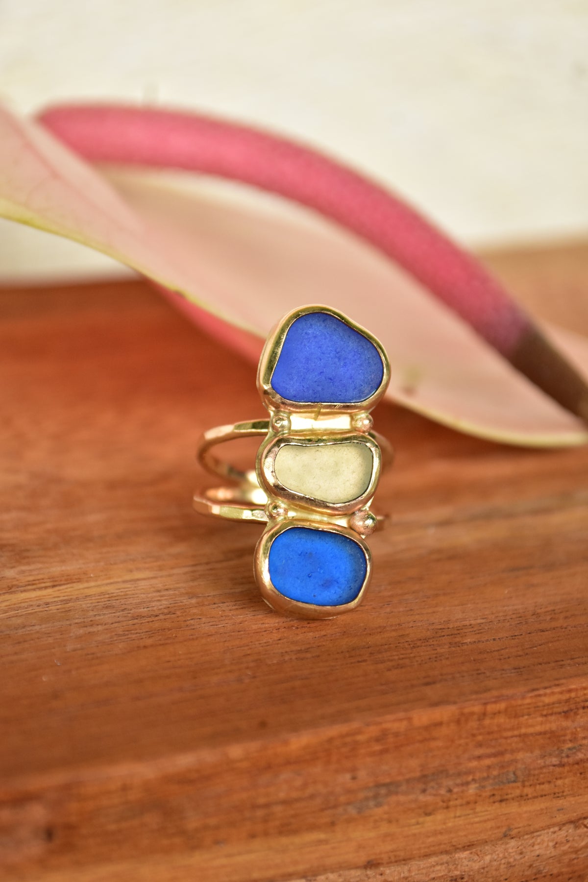 Triple Seaglass ring