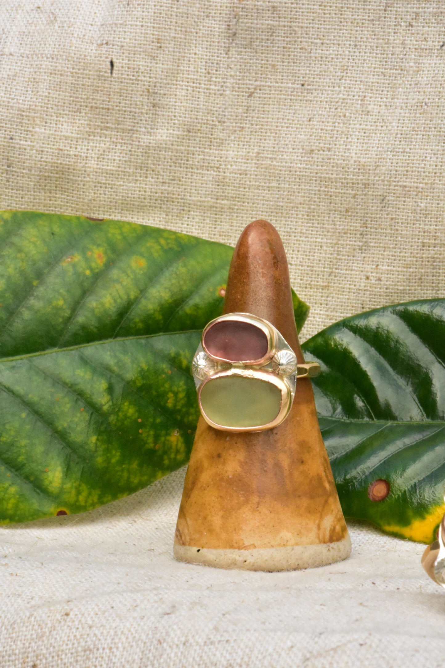 Double Seaglass ring