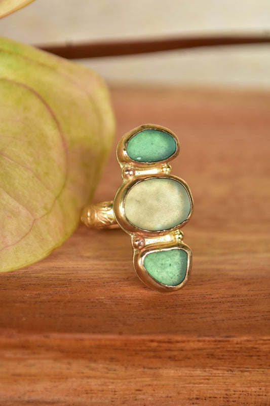 Triple Seaglass heirloom ring