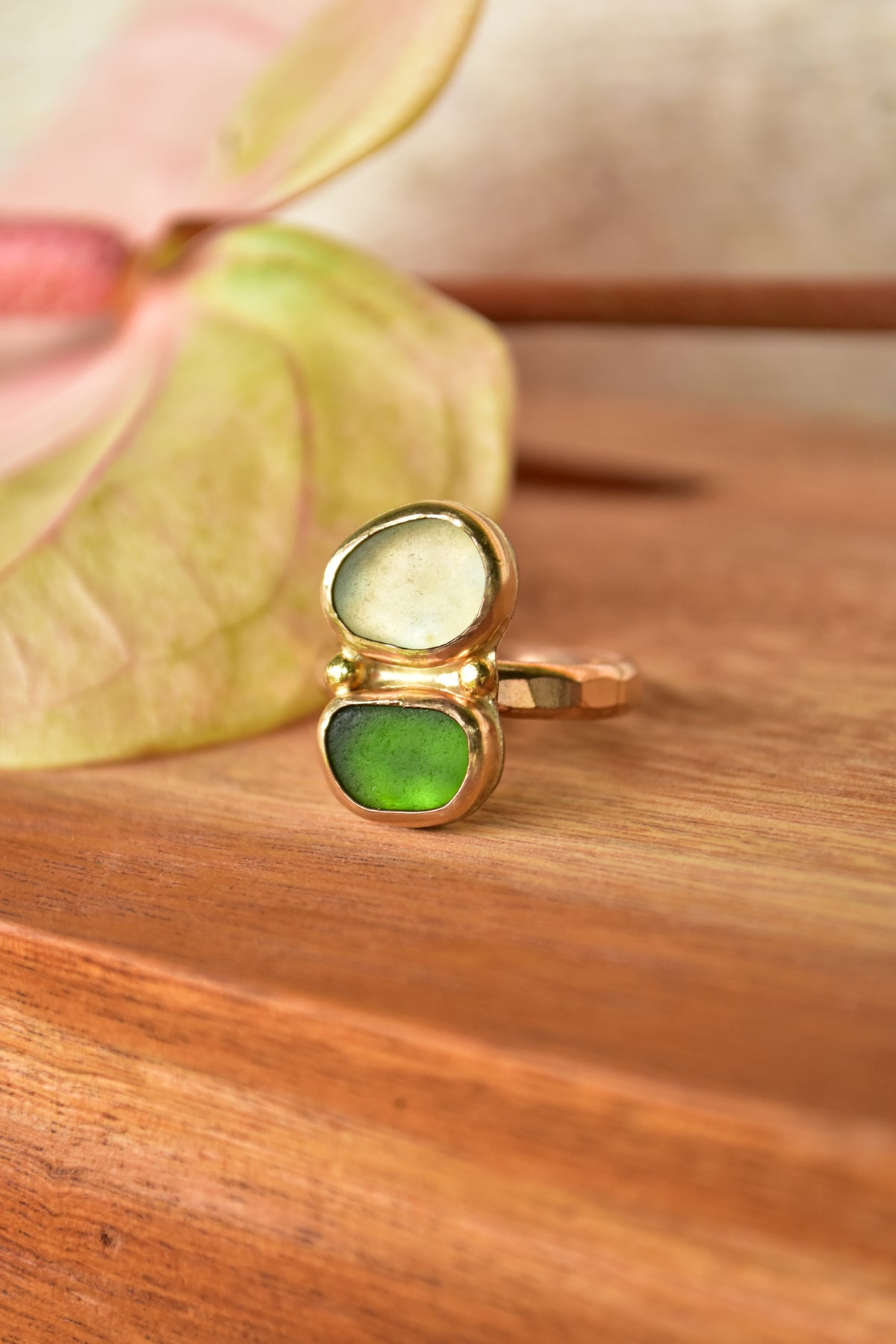 Double Seaglass ring