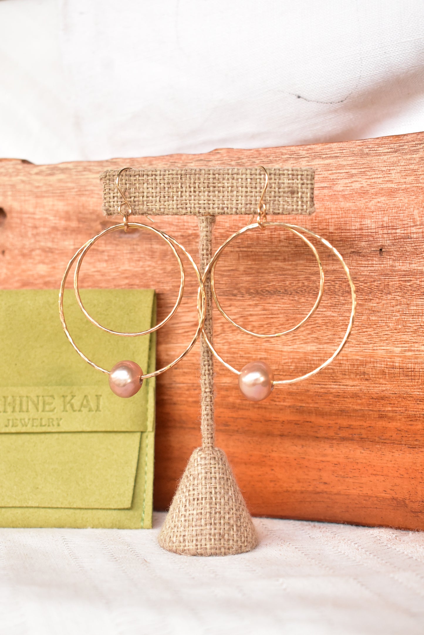 Pink edison double hoops