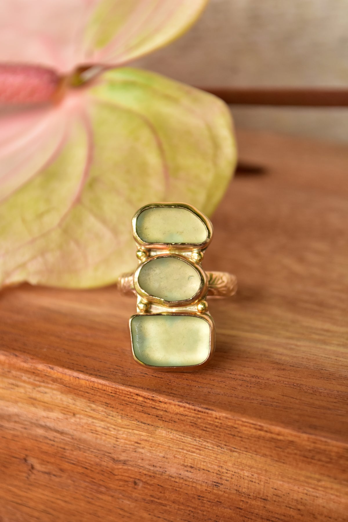 Triple Seaglass heirloom ring