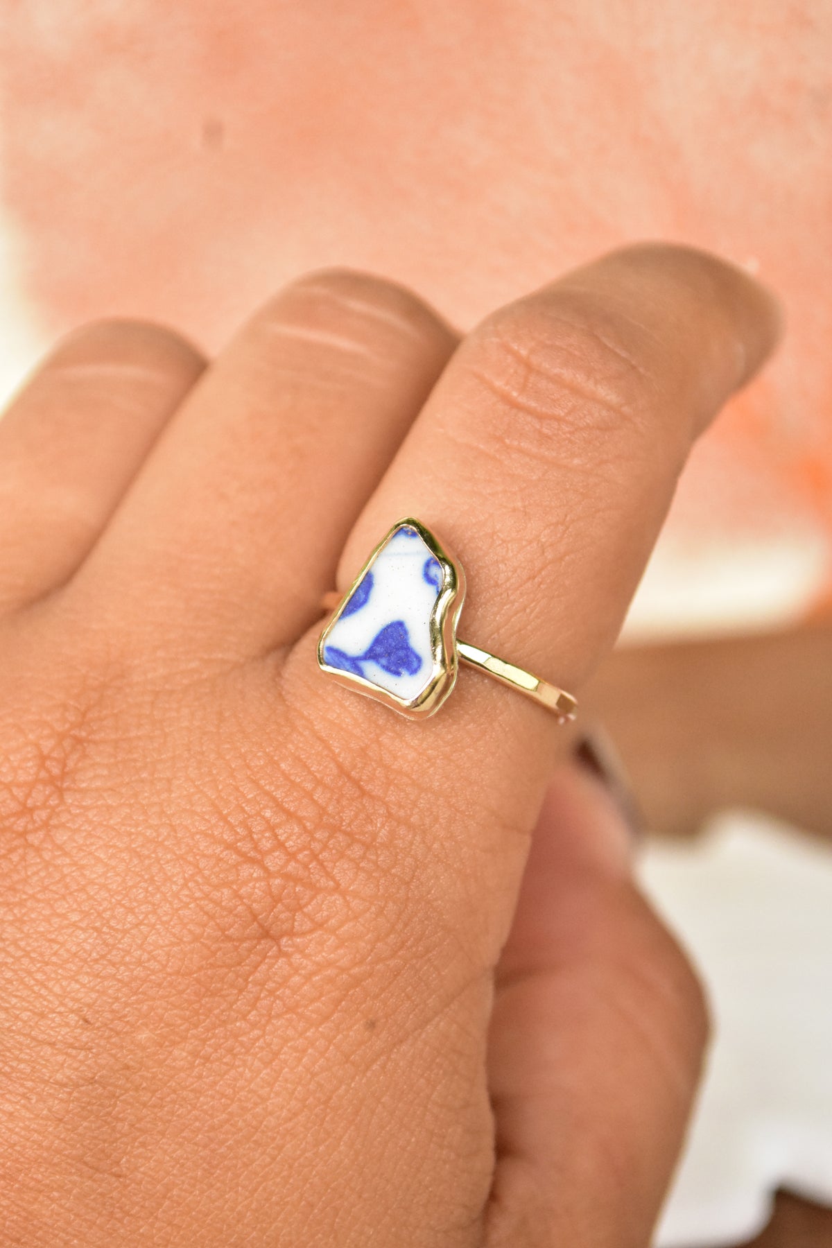 Beach pottery ring