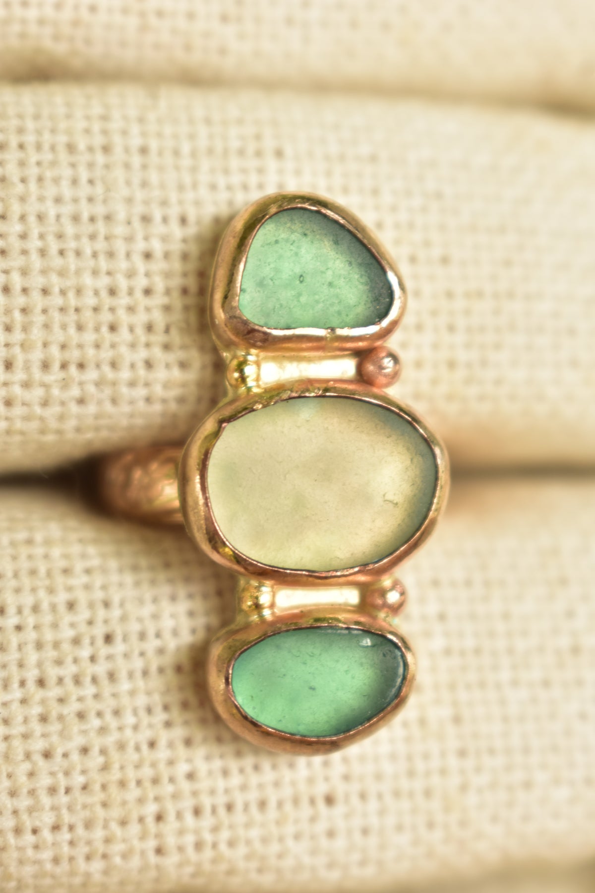 Triple Seaglass heirloom ring
