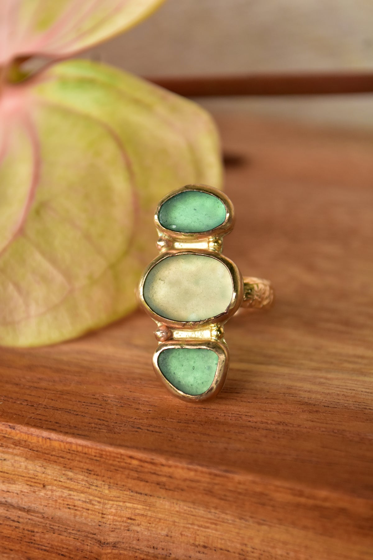 Triple Seaglass heirloom ring